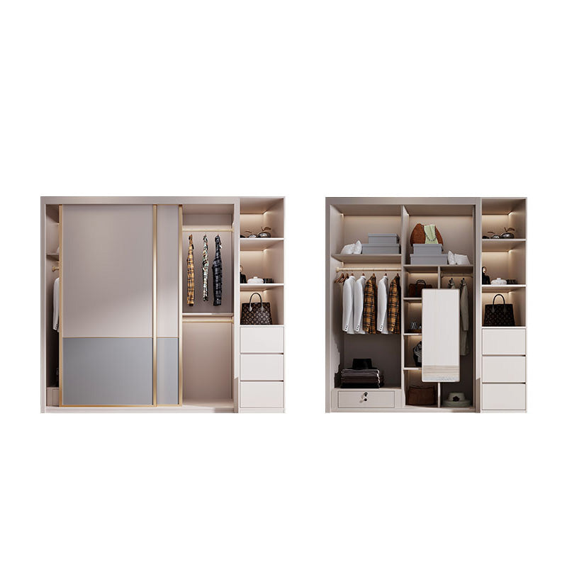 Bedroom Wooden Wardrobe Armoire Coastal Style Sliding Doors Storage Cabinet