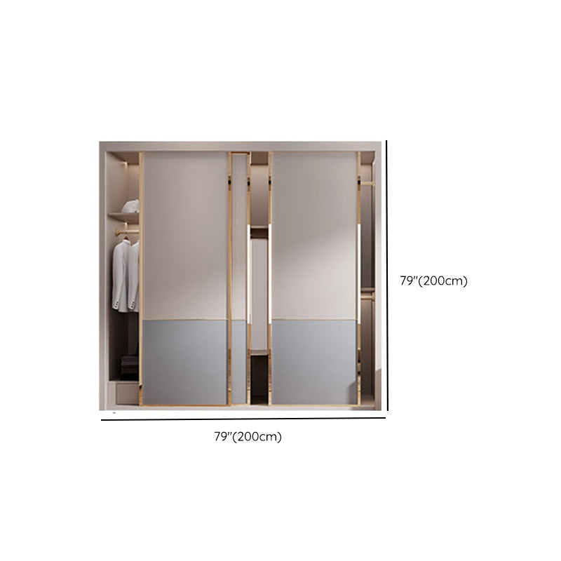 Bedroom Wooden Wardrobe Armoire Coastal Style Sliding Doors Storage Cabinet