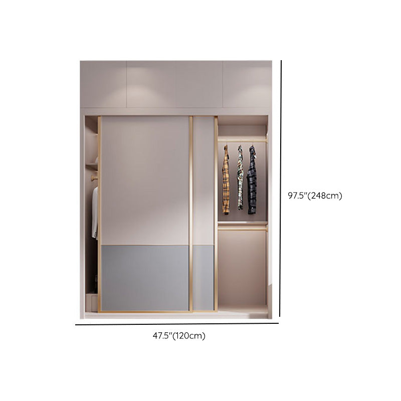 Bedroom Wooden Wardrobe Armoire Coastal Style Sliding Doors Storage Cabinet