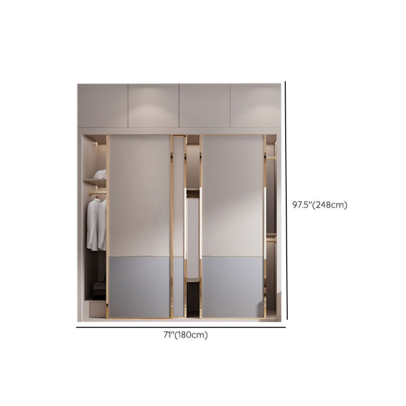 Bedroom Wooden Wardrobe Armoire Coastal Style Sliding Doors Storage Cabinet