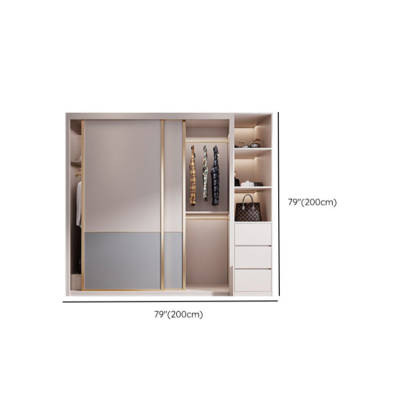 Bedroom Wooden Wardrobe Armoire Coastal Style Sliding Doors Storage Cabinet