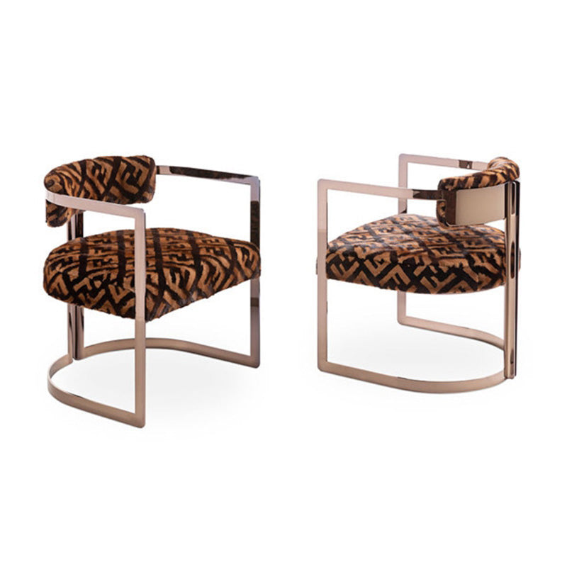 Silla de brazo tapizado silla de comedor de estilo moderno con patas de metal