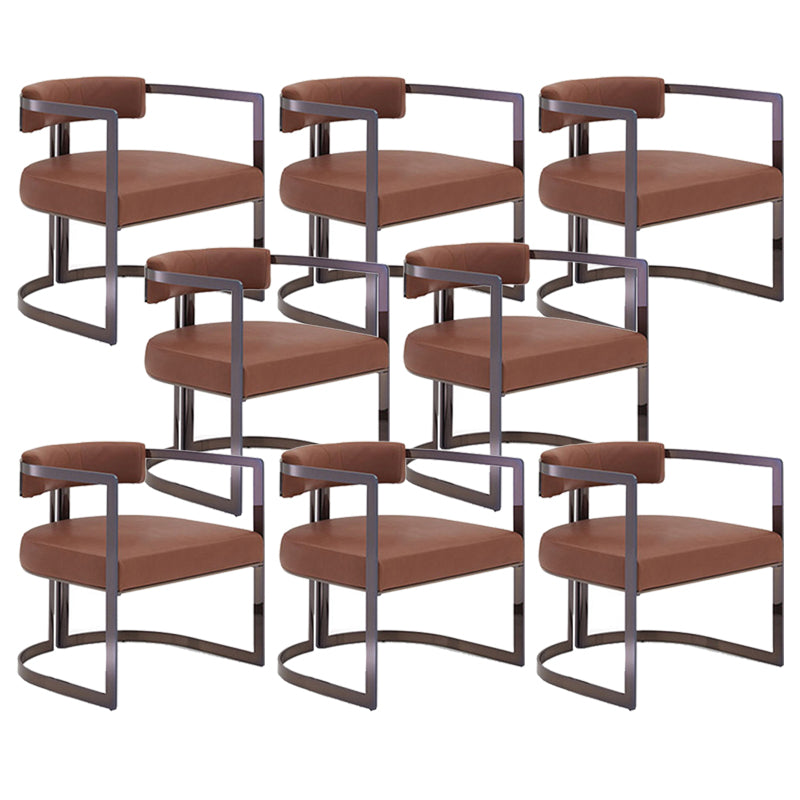 Silla de brazo tapizado silla de comedor de estilo moderno con patas de metal