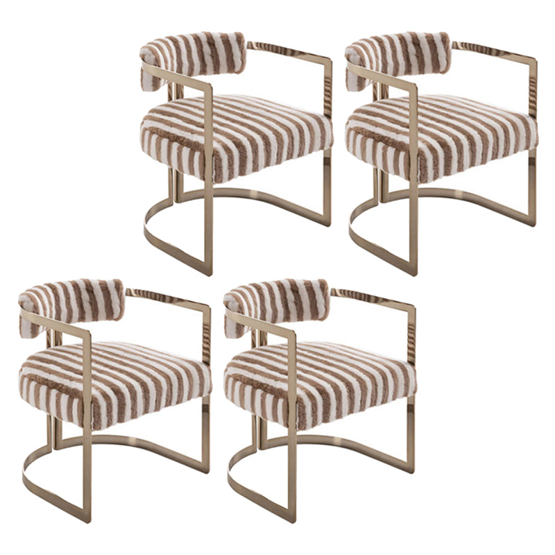 Silla de brazo tapizado silla de comedor de estilo moderno con patas de metal