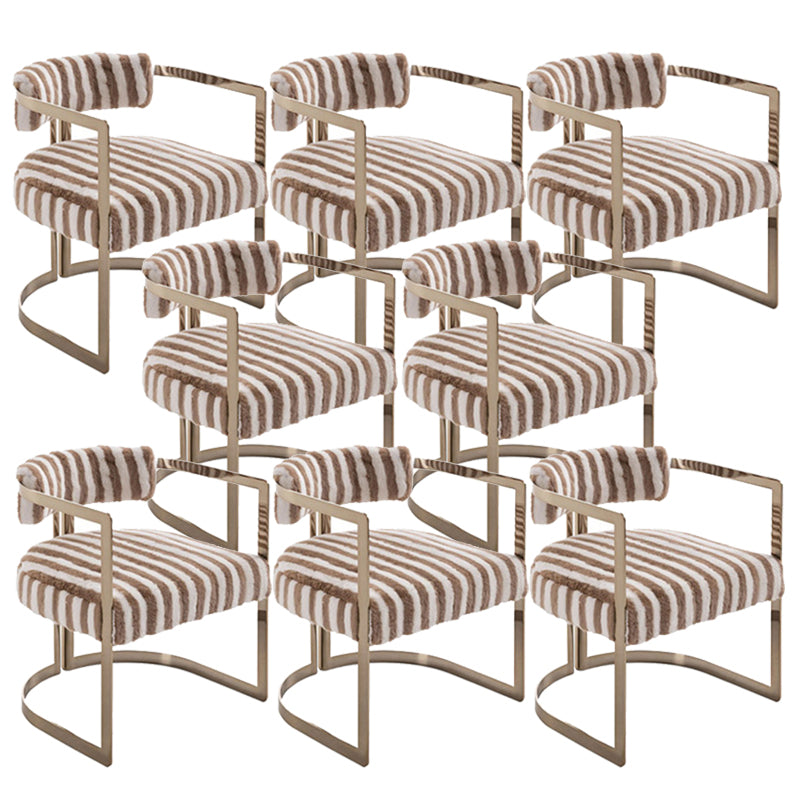 Silla de brazo tapizado silla de comedor de estilo moderno con patas de metal