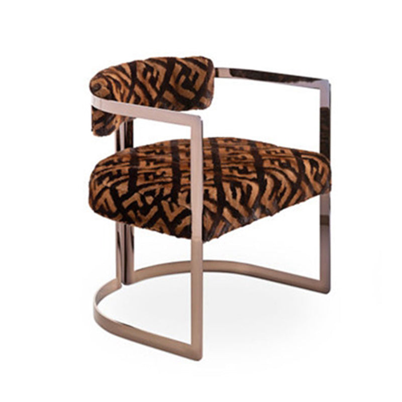 Silla de brazo tapizado silla de comedor de estilo moderno con patas de metal