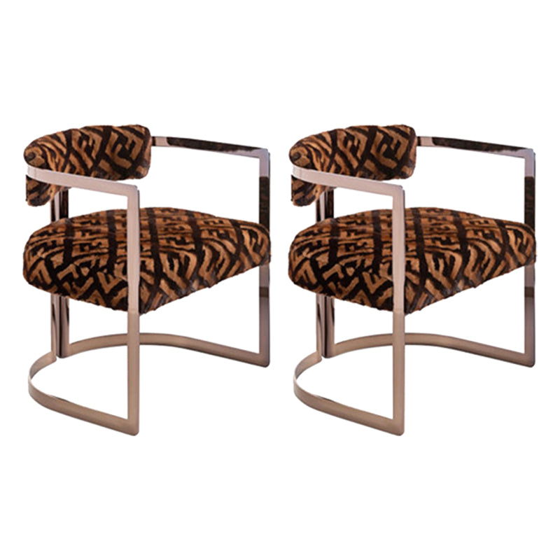 Silla de brazo tapizado silla de comedor de estilo moderno con patas de metal