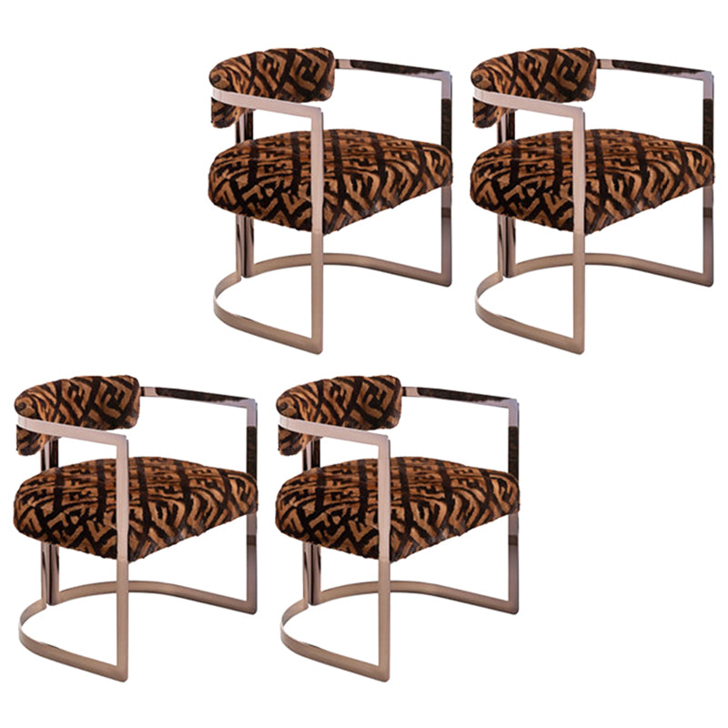 Silla de brazo tapizado silla de comedor de estilo moderno con patas de metal