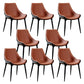 Glam Curved Dining Chair Faux Leather Dining Chairs with Black Legs Orange 8 Piece Set Clearhalo 'Dining Chairs' 'Dining Tables & Seating' 'dining_chair' 'furn' 'furn_dining_chair' 'Furniture' 'Kitchen & Dining Furniture' 7801784
