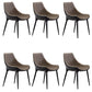 Glam Curved Dining Chair Faux Leather Dining Chairs with Black Legs Grey 6 Piece Set Clearhalo 'Dining Chairs' 'Dining Tables & Seating' 'dining_chair' 'furn' 'furn_dining_chair' 'Furniture' 'Kitchen & Dining Furniture' 7801792
