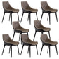 Glam Curved Dining Chair Faux Leather Dining Chairs with Black Legs Grey 8 Piece Set Clearhalo 'Dining Chairs' 'Dining Tables & Seating' 'dining_chair' 'furn' 'furn_dining_chair' 'Furniture' 'Kitchen & Dining Furniture' 7801793