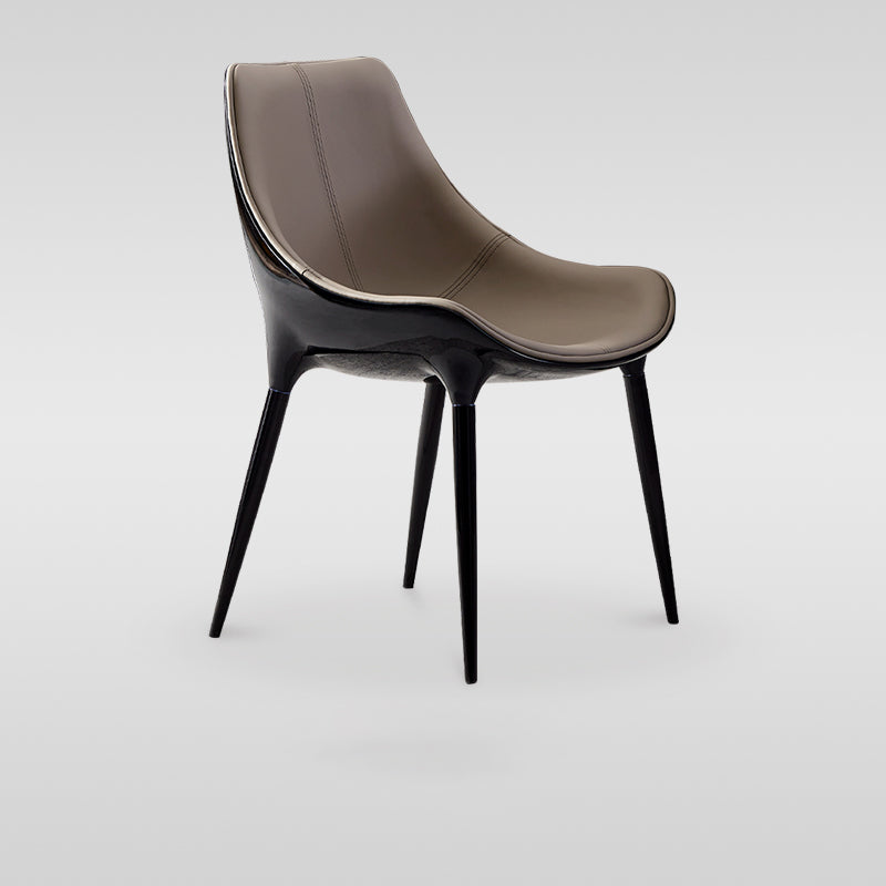 Glam Curved Dining Chair Faux Leather Dining Chairs with Black Legs Clearhalo 'Dining Chairs' 'Dining Tables & Seating' 'dining_chair' 'furn' 'furn_dining_chair' 'Furniture' 'Kitchen & Dining Furniture' 7801794