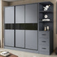 Armario moderno de vestuario gris armario de madera de ingeniería con barra de prenda