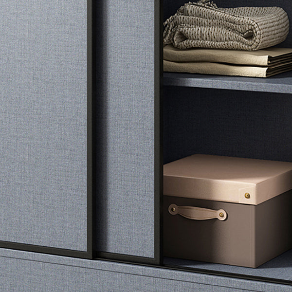 Armario moderno de vestuario gris armario de madera de ingeniería con barra de prenda