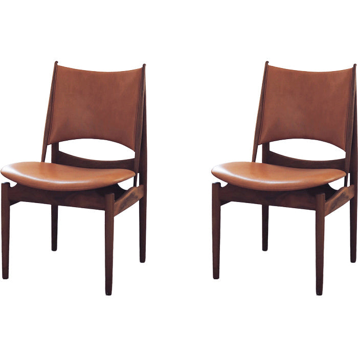 Legno massiccio contemporaneo e sedie da pranzo senza braccio in pelle finta