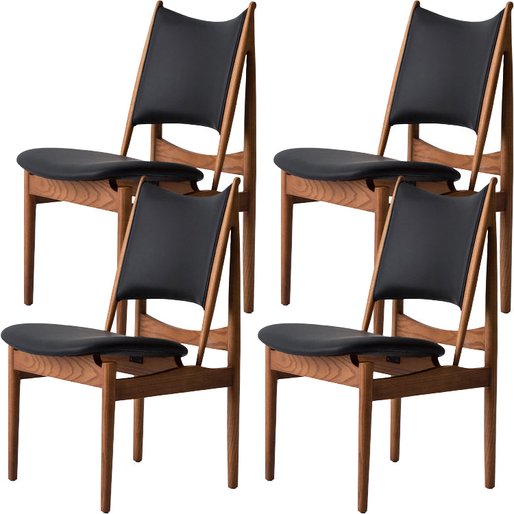 Legno massiccio contemporaneo e sedie da pranzo senza braccio in pelle finta