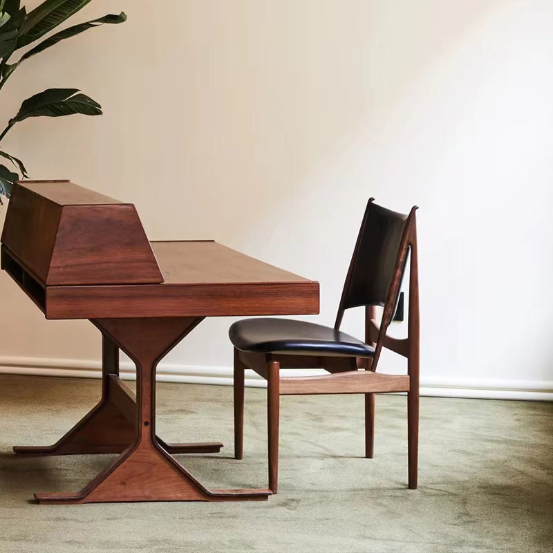 Legno massiccio contemporaneo e sedie da pranzo senza braccio in pelle finta