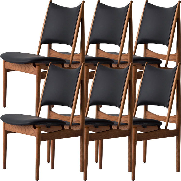 Legno massiccio contemporaneo e sedie da pranzo senza braccio in pelle finta