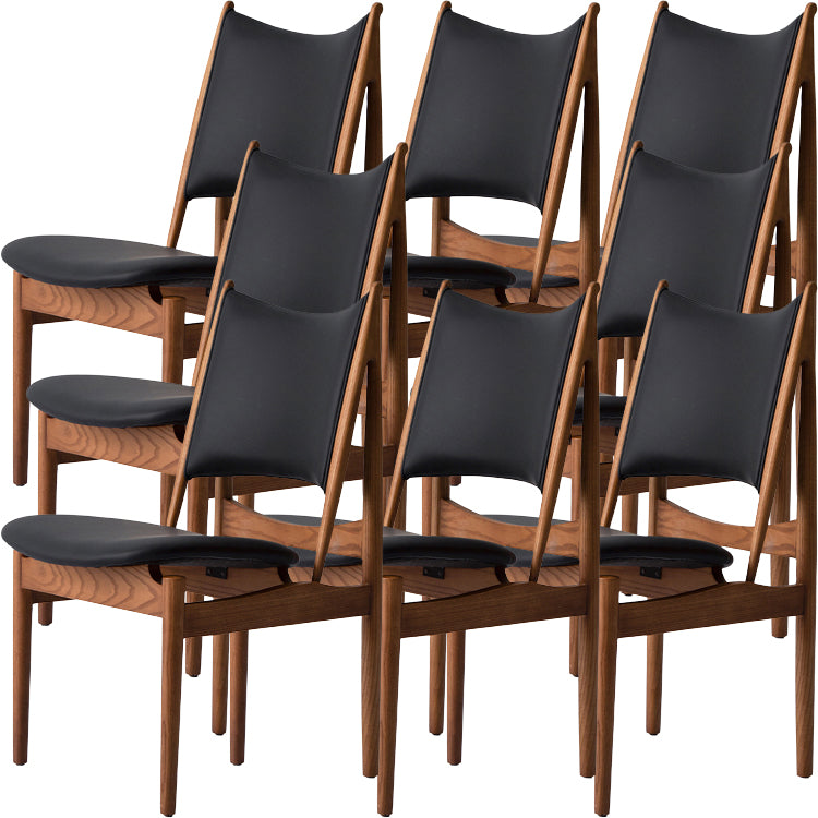 Legno massiccio contemporaneo e sedie da pranzo senza braccio in pelle finta