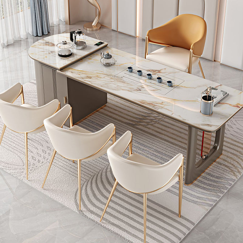 Silla de comedor de metal contemporáneo y tapizado para la cocina