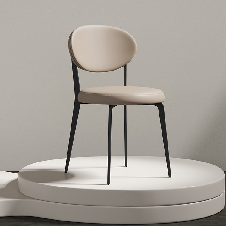 Faux de cuero y metal sillas de comedor de brazo sin brazo de color trasero