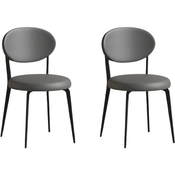 Faux de cuero y metal sillas de comedor de brazo sin brazo de color trasero