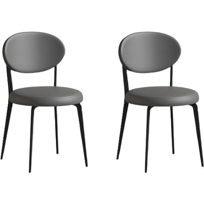 Faux de cuero y metal sillas de comedor de brazo sin brazo de color trasero