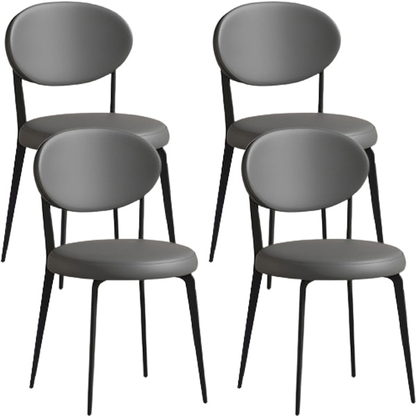 Faux de cuero y metal sillas de comedor de brazo sin brazo de color trasero