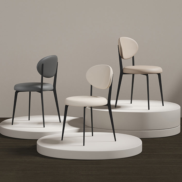 Faux de cuero y metal sillas de comedor de brazo sin brazo de color trasero