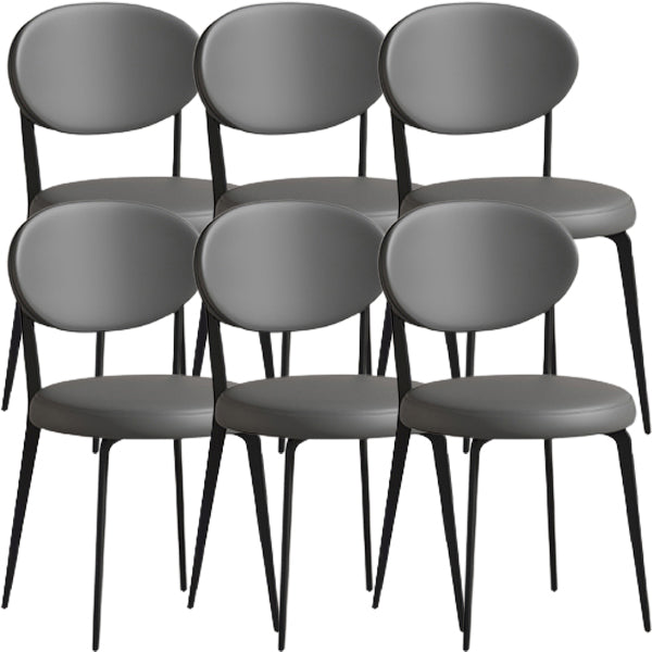 Faux de cuero y metal sillas de comedor de brazo sin brazo de color trasero