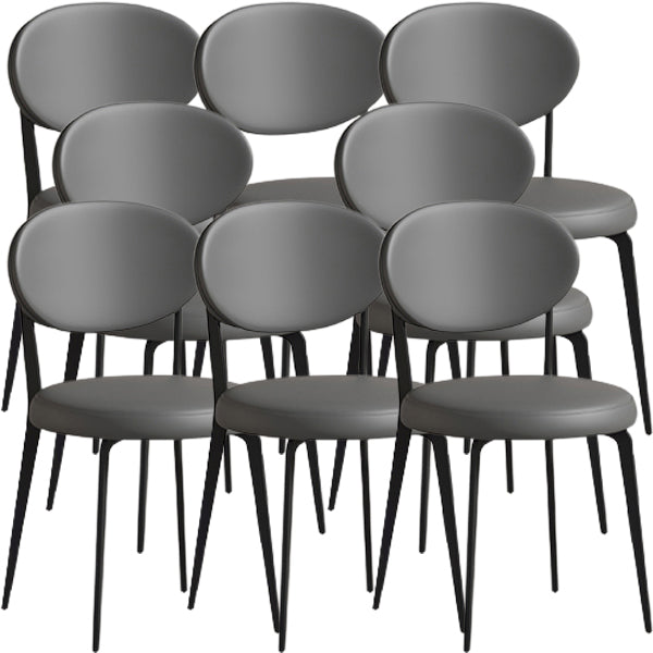 Faux de cuero y metal sillas de comedor de brazo sin brazo de color trasero