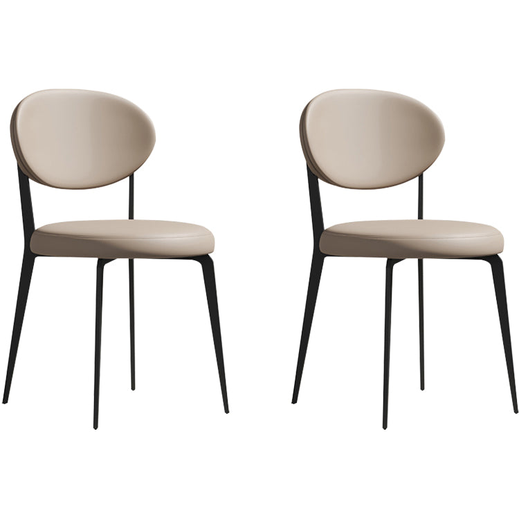 Faux de cuero y metal sillas de comedor de brazo sin brazo de color trasero