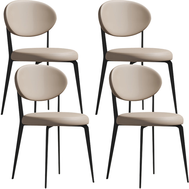 Faux de cuero y metal sillas de comedor de brazo sin brazo de color trasero