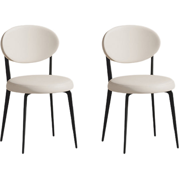 Faux de cuero y metal sillas de comedor de brazo sin brazo de color trasero