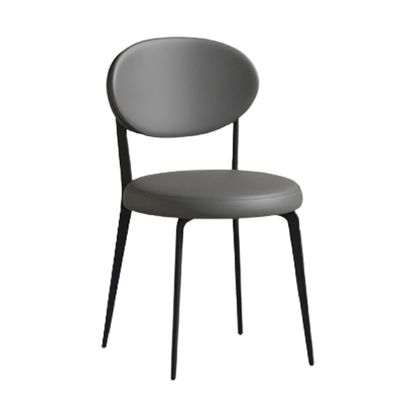 Faux de cuero y metal sillas de comedor de brazo sin brazo de color trasero