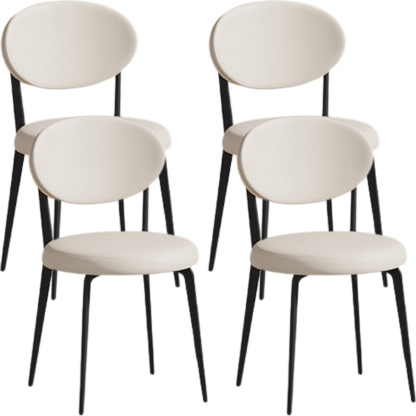 Faux de cuero y metal sillas de comedor de brazo sin brazo de color trasero