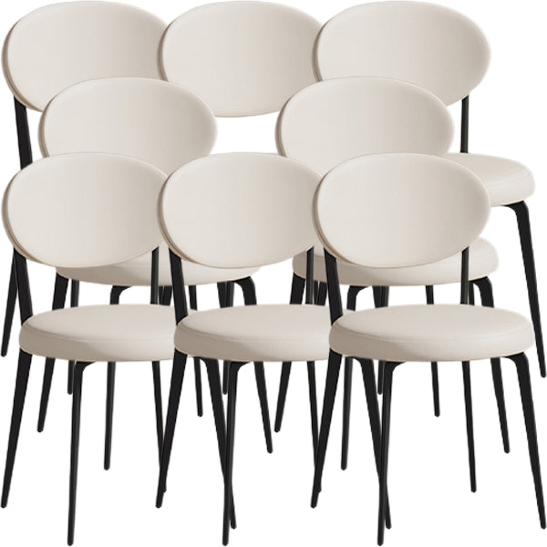 Faux de cuero y metal sillas de comedor de brazo sin brazo de color trasero