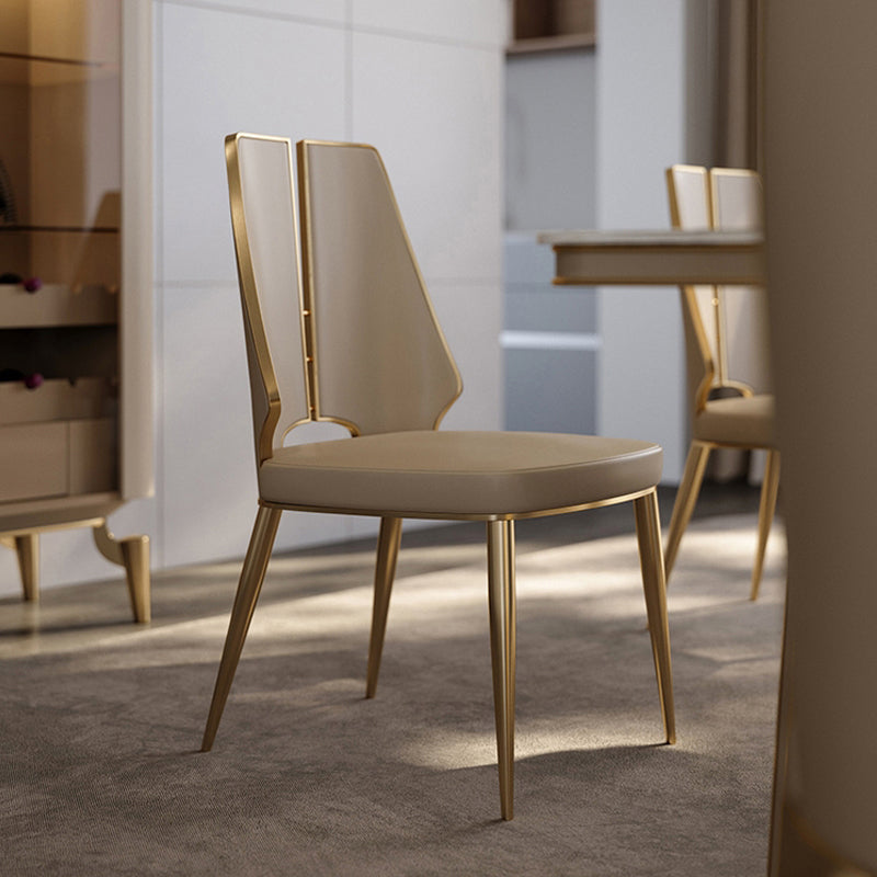 Gestoffeerde en metalen eigentijdse armloze dineren en accentstoelen