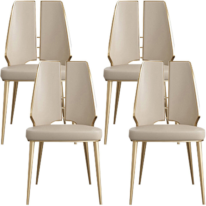 Gestoffeerde en metalen eigentijdse armloze dineren en accentstoelen