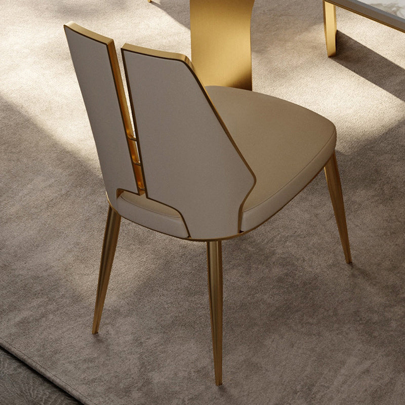 Gestoffeerde en metalen eigentijdse armloze dineren en accentstoelen