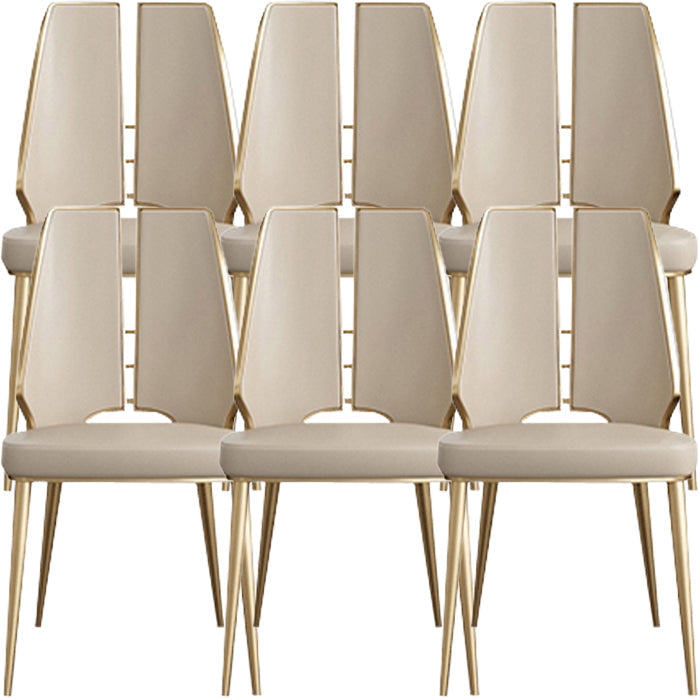 Gestoffeerde en metalen eigentijdse armloze dineren en accentstoelen