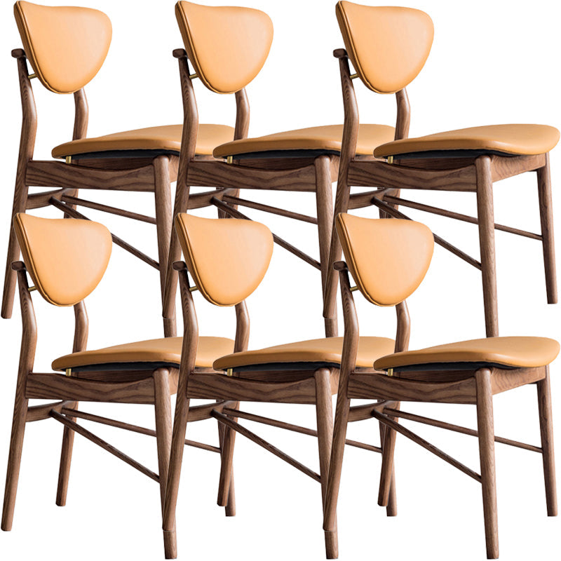 Brown Open Back Contemporary Armless Dining Room Chair for Kitchen 6 Piece Set Clearhalo 'Dining Chairs' 'Dining Tables & Seating' 'dining_chair' 'furn' 'furn_dining_chair' 'Furniture' 'Kitchen & Dining Furniture' 7805945