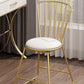 Silla de comedor de comedor lateral de patas de oro sin brazo tapizado glamoroso