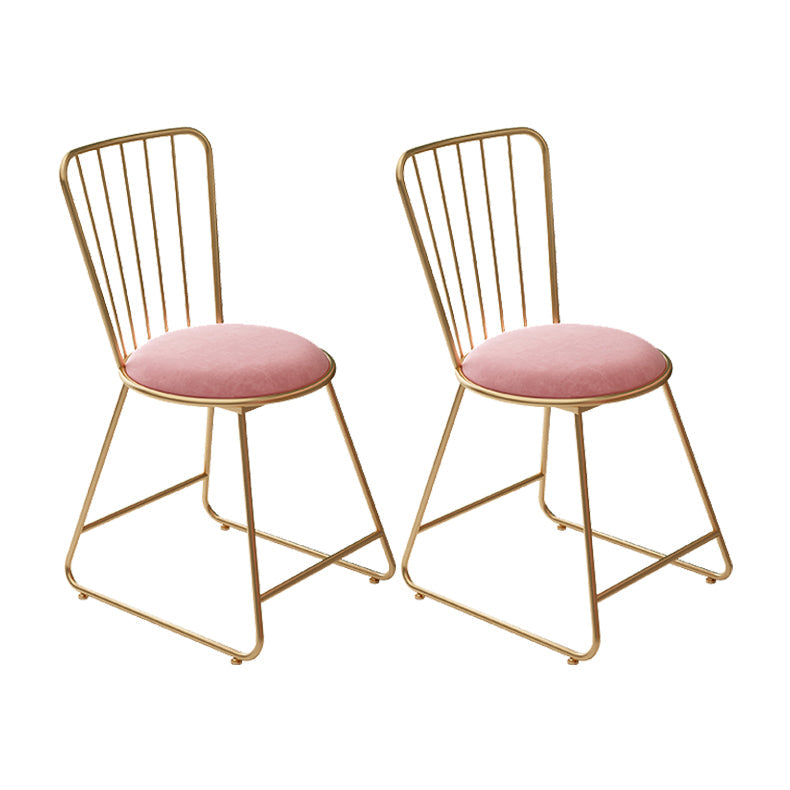 Silla de comedor de comedor lateral de patas de oro sin brazo tapizado glamoroso