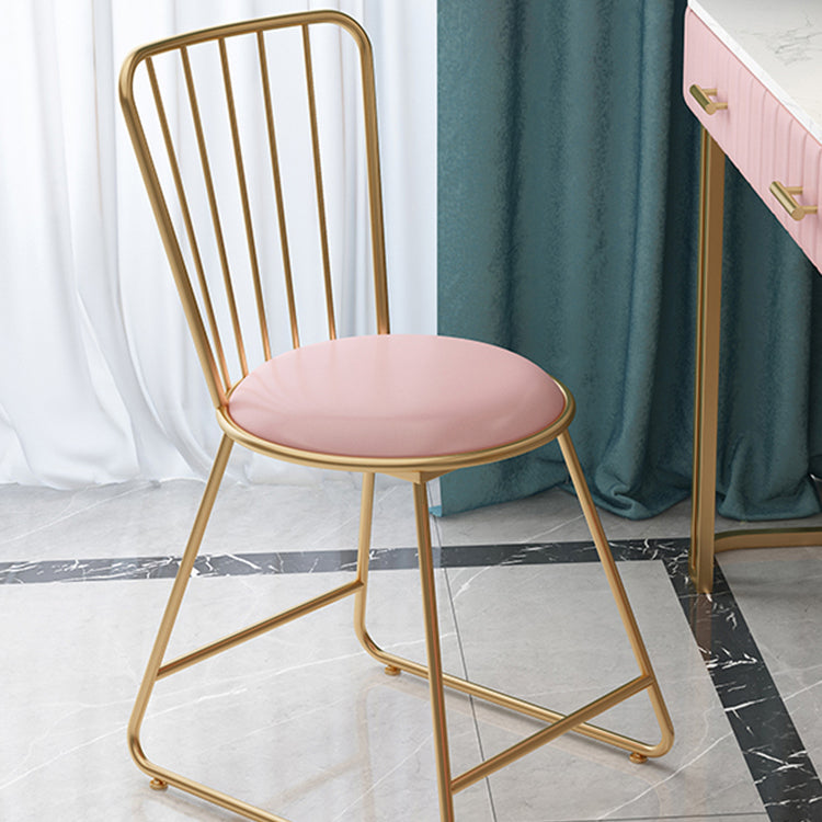 Silla de comedor de comedor lateral de patas de oro sin brazo tapizado glamoroso