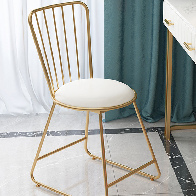 Silla de comedor de comedor lateral de patas de oro sin brazo tapizado glamoroso