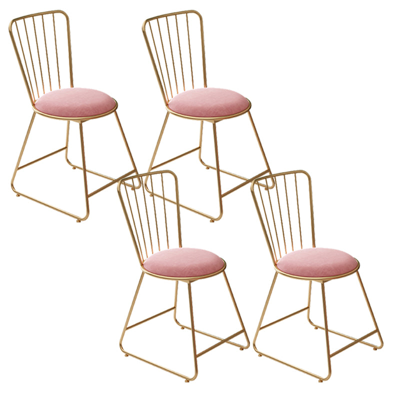 Silla de comedor de comedor lateral de patas de oro sin brazo tapizado glamoroso