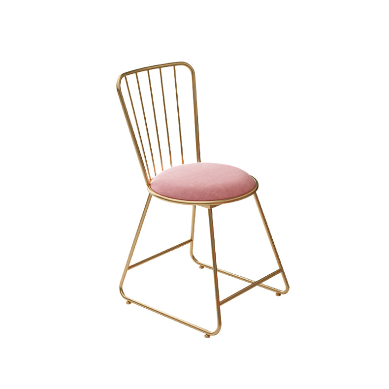 Silla de comedor de comedor lateral de patas de oro sin brazo tapizado glamoroso