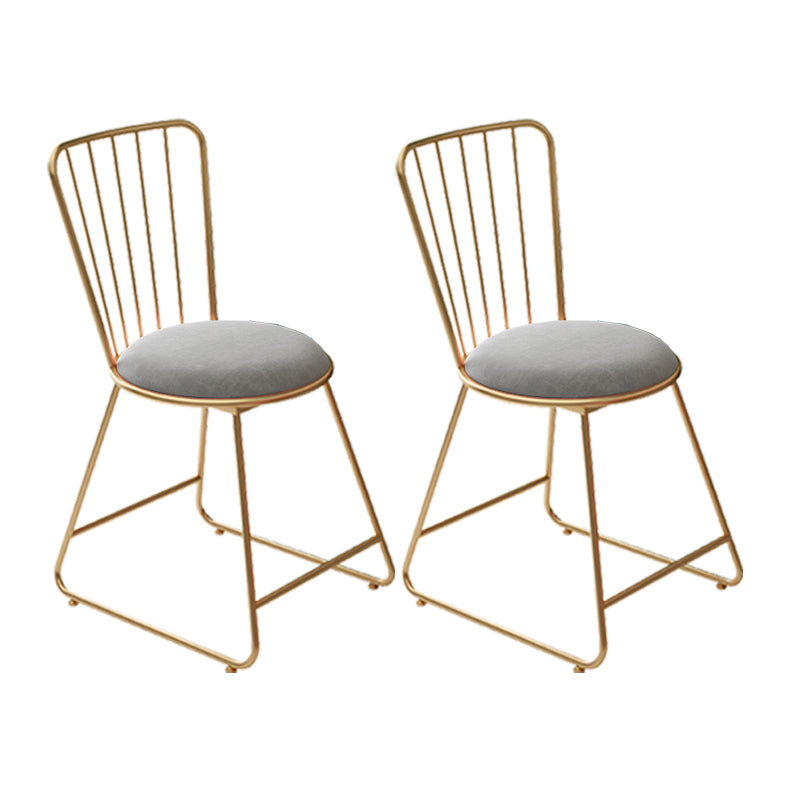 Silla de comedor de comedor lateral de patas de oro sin brazo tapizado glamoroso