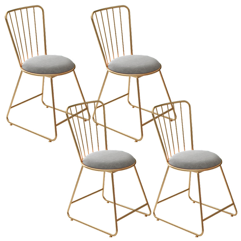 Silla de comedor de comedor lateral de patas de oro sin brazo tapizado glamoroso